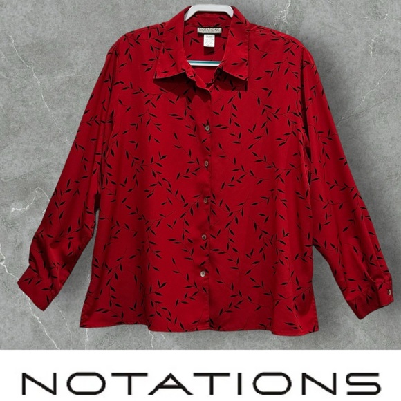 WOMENS LONG SLEEVE VINTAGE BLOUSE. BUTTON DOWN COLLARED RED BLOUSE. NO FLAWS - Picture 1 of 11